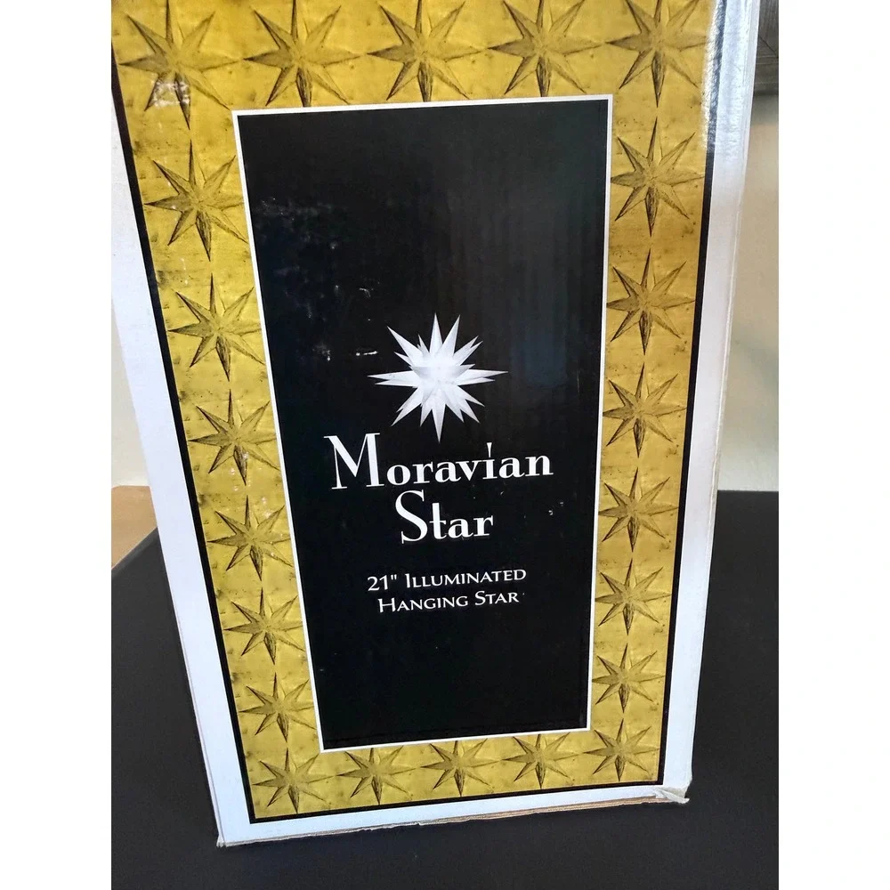Vintage Moravian Star 21in Illuminated Hanging Star Light Christmas Advent Decor